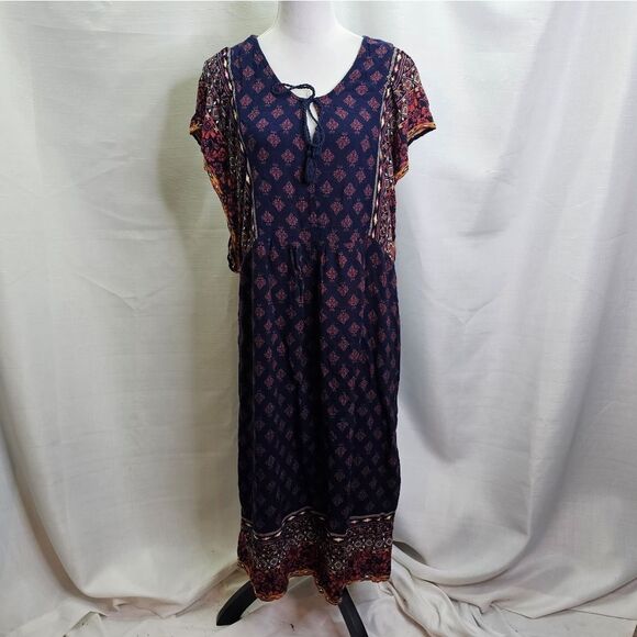Simply Emma Blue Bohemian Midi Dress Size 1X - Picture 1 of 12